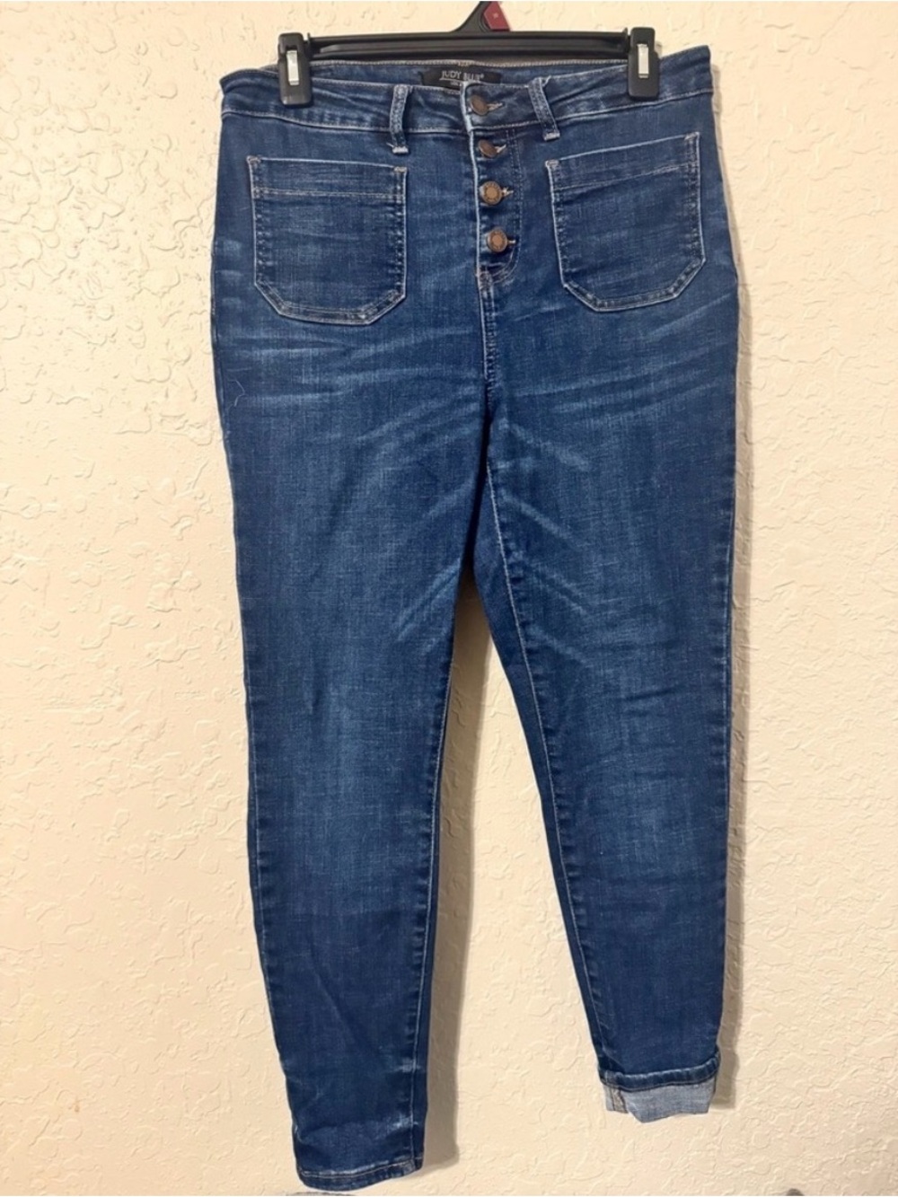 Judy Blue High-Rise Button-Fly Jeans - Dark Blue